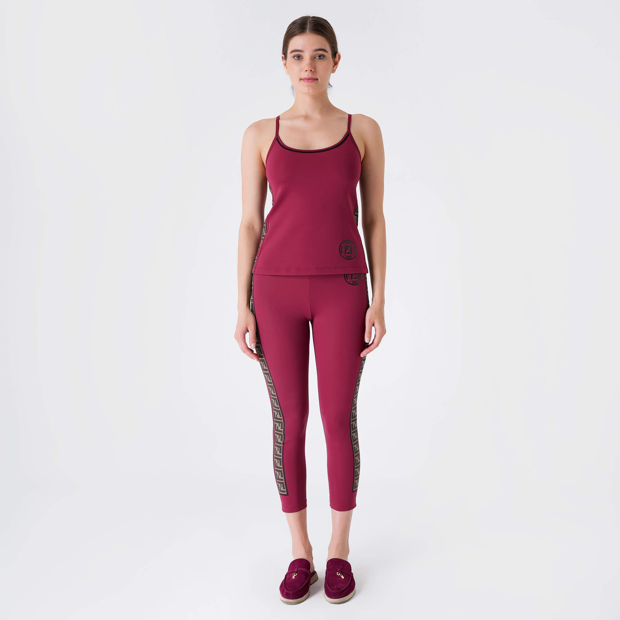 Fendi - Burgundy FF Logo Leggings & Top 